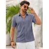 imageRuncati Mens Button Down Guayabera Shirts Short Sleeve Cuban Casual Summer Linen Shirt Beach Mexican Hippie Wedding TopsNavy