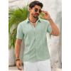 imageRuncati Mens Button Down Guayabera Shirts Short Sleeve Cuban Casual Summer Linen Shirt Beach Mexican Hippie Wedding TopsOlive Green