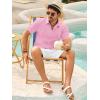 imageRuncati Mens Button Down Guayabera Shirts Short Sleeve Cuban Casual Summer Linen Shirt Beach Mexican Hippie Wedding TopsPink
