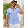 imageRuncati Mens Button Down Guayabera Shirts Short Sleeve Cuban Casual Summer Linen Shirt Beach Mexican Hippie Wedding TopsSky Blue