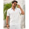 imageRuncati Mens Button Down Guayabera Shirts Short Sleeve Cuban Casual Summer Linen Shirt Beach Mexican Hippie Wedding TopsWhite