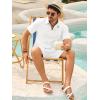 imageRuncati Mens Button Down Guayabera Shirts Short Sleeve Cuban Casual Summer Linen Shirt Beach Mexican Hippie Wedding TopsWhite