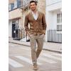 imageRuncati Mens Cardigan Sweater Cable Knit Button Down Shawl Collar Casual Long Sleeve Fall Winter SweatersBrown
