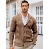 imageRuncati Mens Cardigan Sweater Cable Knit Button Down Shawl Collar Casual Long Sleeve Fall Winter SweatersBrown