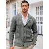 imageRuncati Mens Cardigan Sweater Cable Knit Button Down Shawl Collar Casual Long Sleeve Fall Winter SweatersGrey