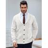 imageRuncati Mens Cardigan Sweater Cable Knit Button Down Shawl Collar Casual Long Sleeve Fall Winter SweatersWhite