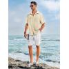 imageRuncati Mens Hawaiian Shirt Short Sleeve Button Down Summer Beach Vacation Cotton Linen ShirtsBeige