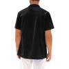 imageRuncati Mens Hawaiian Shirt Short Sleeve Button Down Summer Beach Vacation Cotton Linen ShirtsBlack