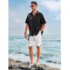 imageRuncati Mens Hawaiian Shirt Short Sleeve Button Down Summer Beach Vacation Cotton Linen ShirtsBlack
