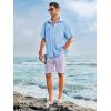 imageRuncati Mens Hawaiian Shirt Short Sleeve Button Down Summer Beach Vacation Cotton Linen ShirtsBlue