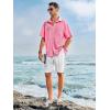 imageRuncati Mens Hawaiian Shirt Short Sleeve Button Down Summer Beach Vacation Cotton Linen ShirtsPink