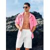 imageRuncati Mens Hawaiian Shirt Short Sleeve Button Down Summer Beach Vacation Cotton Linen ShirtsPink
