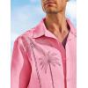 imageRuncati Mens Hawaiian Shirt Short Sleeve Button Down Summer Beach Vacation Cotton Linen ShirtsPink