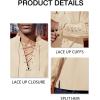 imageRuncati Mens Medieval Pirate Shirt Steampunk Renaissance Viking Retro Long Sleeve Lace Up Mercenary Halloween Costume TopsBeige