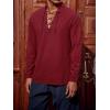 imageRuncati Mens Medieval Pirate Shirt Steampunk Renaissance Viking Retro Long Sleeve Lace Up Mercenary Halloween Costume TopsWine Red