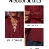imageRuncati Mens Medieval Pirate Shirt Steampunk Renaissance Viking Retro Long Sleeve Lace Up Mercenary Halloween Costume TopsWine Red