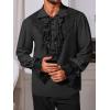imageRuncati Mens Pirate Shirt Ruffle Renaissance Victorian Vampire Poet Shirts Steampunk Gothic Medieval Lace CostumeBlack