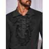 imageRuncati Mens Pirate Shirt Ruffle Renaissance Victorian Vampire Poet Shirts Steampunk Gothic Medieval Lace CostumeBlack