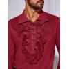 imageRuncati Mens Pirate Shirt Ruffle Renaissance Victorian Vampire Poet Shirts Steampunk Gothic Medieval Lace CostumeRed