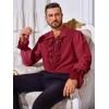 imageRuncati Mens Pirate Shirt Ruffle Renaissance Victorian Vampire Poet Shirts Steampunk Gothic Medieval Lace CostumeRed