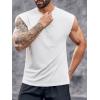imageRuncati Mens Workout Tank Top Sleeveless Shirt Quick Dry Muscle Gym Bodybuilding Fitness Training T ShirtsWhite
