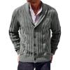 imageRuncati Mens Cardigan Sweater Cable Knit Button Down Shawl Collar Casual Long Sleeve Fall Winter SweatersGrey