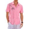 imageRuncati Mens Hawaiian Shirt Short Sleeve Button Down Summer Beach Vacation Cotton Linen ShirtsPink