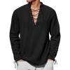 imageRuncati Mens Medieval Pirate Shirt Steampunk Renaissance Viking Retro Long Sleeve Lace Up Mercenary Halloween Costume TopsBlack