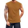 imageRuncati Mens Workout Tank Top Sleeveless Shirt Quick Dry Muscle Gym Bodybuilding Fitness Training T ShirtsBrown
