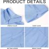 imageMens Button Down Shirts Casual Short Sleeve Linen Tops Cotton Lightweight Fishing Tees Spread Collar Plain Shirt