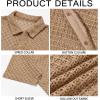 imageRuncati Mens Button Down Knit Shirt Short Sleeve Crochet Shirts Casual Hollow Out Summer Beach Vacation TopsBrown