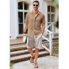 imageRuncati Mens Button Down Knit Shirt Short Sleeve Crochet Shirts Casual Hollow Out Summer Beach Vacation TopsBrown