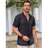 imageRuncati Mens Button Down Knit Shirt Short Sleeve Crochet Shirts Casual Hollow Out Summer Beach Vacation TopsNavy