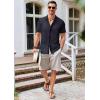 imageRuncati Mens Button Down Knit Shirt Short Sleeve Crochet Shirts Casual Hollow Out Summer Beach Vacation TopsNavy