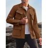 imageRuncati Mens Lightweight Safari Jacket Button Up Cotton Outdoor Military Cargo Long Sleeve OutwearBrown