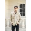 imageRuncati Mens Lightweight Safari Jacket Button Up Cotton Outdoor Military Cargo Long Sleeve OutwearKhaki