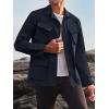 imageRuncati Mens Lightweight Safari Jacket Button Up Cotton Outdoor Military Cargo Long Sleeve OutwearNavy