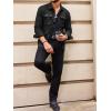 imageRuncati Mens Lightweight Safari Jacket Casual Button Up Jacket Windproof Work Coat with PocketsBlack