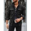 imageRuncati Mens Lightweight Safari Jacket Casual Button Up Jacket Windproof Work Coat with PocketsBlack