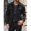 imageRuncati Mens Lightweight Safari Jacket Casual Button Up Jacket Windproof Work Coat with PocketsBlack