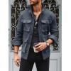 imageRuncati Mens Lightweight Safari Jacket Casual Button Up Jacket Windproof Work Coat with PocketsDark Grey