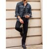 imageRuncati Mens Lightweight Safari Jacket Casual Button Up Jacket Windproof Work Coat with PocketsDark Grey