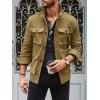 imageRuncati Mens Lightweight Safari Jacket Casual Button Up Jacket Windproof Work Coat with PocketsKhaki