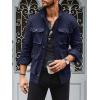 imageRuncati Mens Lightweight Safari Jacket Casual Button Up Jacket Windproof Work Coat with PocketsNavy Blue