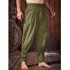 imageRuncati Mens Medieval Ankle Pants Renaissance Viking Pirate Pants Lace Up Cotton Tapered Halloween Costume TrousersArmy Green