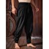 imageRuncati Mens Medieval Ankle Pants Renaissance Viking Pirate Pants Lace Up Cotton Tapered Halloween Costume TrousersBlack