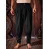 imageRuncati Mens Medieval Ankle Pants Renaissance Viking Pirate Pants Lace Up Cotton Tapered Halloween Costume TrousersBlack