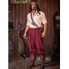 imageRuncati Mens Medieval Ankle Pants Renaissance Viking Pirate Pants Lace Up Cotton Tapered Halloween Costume TrousersClaret