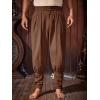 imageRuncati Mens Medieval Ankle Pants Renaissance Viking Pirate Pants Lace Up Cotton Tapered Halloween Costume TrousersCoffee