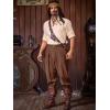 imageRuncati Mens Medieval Ankle Pants Renaissance Viking Pirate Pants Lace Up Cotton Tapered Halloween Costume TrousersCoffee